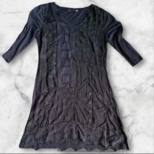 ** Johnny Was Black Lace Detail Dress